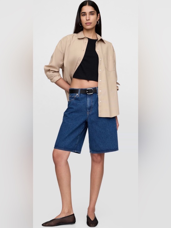 GAP Pants - GAP 11" Mid Rise Longline Denim Shorts - Medium Indigo